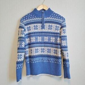 Nomadic Traders Women's Cotton Blend Ribbed Half Zip Knit Sweater Sz M